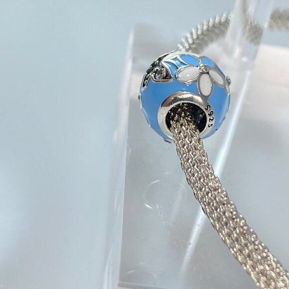 Pale Blue Daisy & Butterfly Enamel Charm - Picture 4 of 10